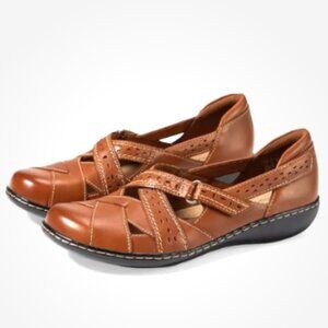 Clarks Ashland Spin Q Leather Cushion Comfort Shoes Size 7 Brown